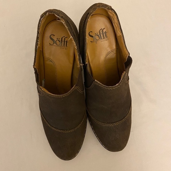 SOFFT Ankle Booties Leather Size 6.5 Brown Heels - Picture 7 of 10